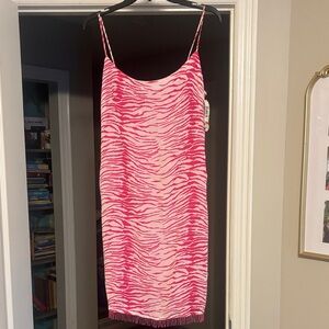 VINTAGE Laundry By Shelli Segal Pink and White Zebra Print Dress